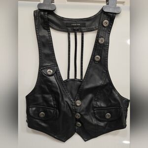 Paper Tee Black Buttoned Vest Top